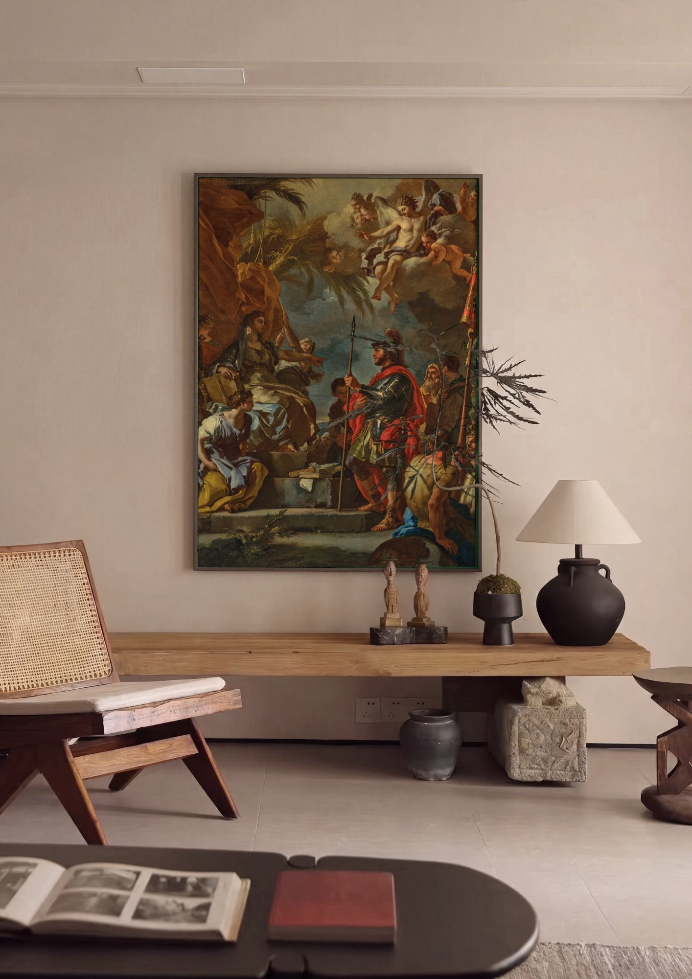 Quadro Decorativo A Oferenda a Cipião - Francesco Solimena em ambiente decorado