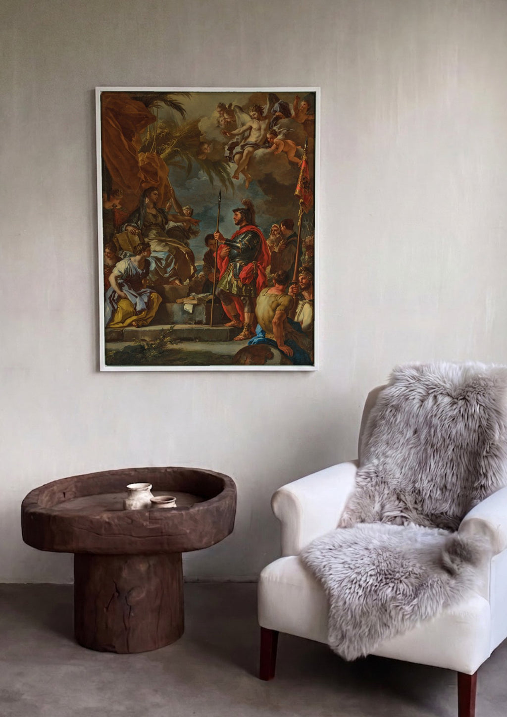 Quadro Decorativo A Oferenda a Cipião - Francesco Solimena em ambiente decorado
