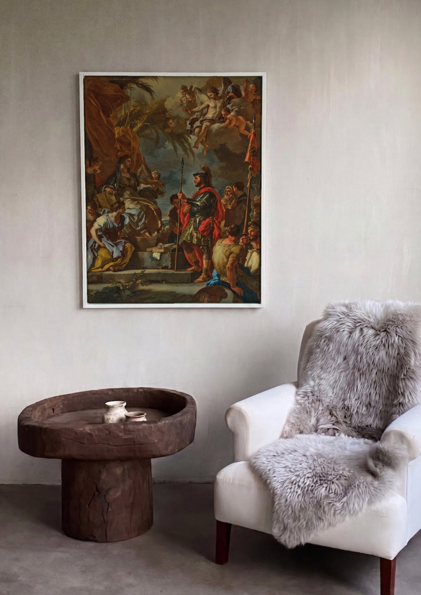Quadro Decorativo A Oferenda a Cipião - Francesco Solimena em ambiente decorado