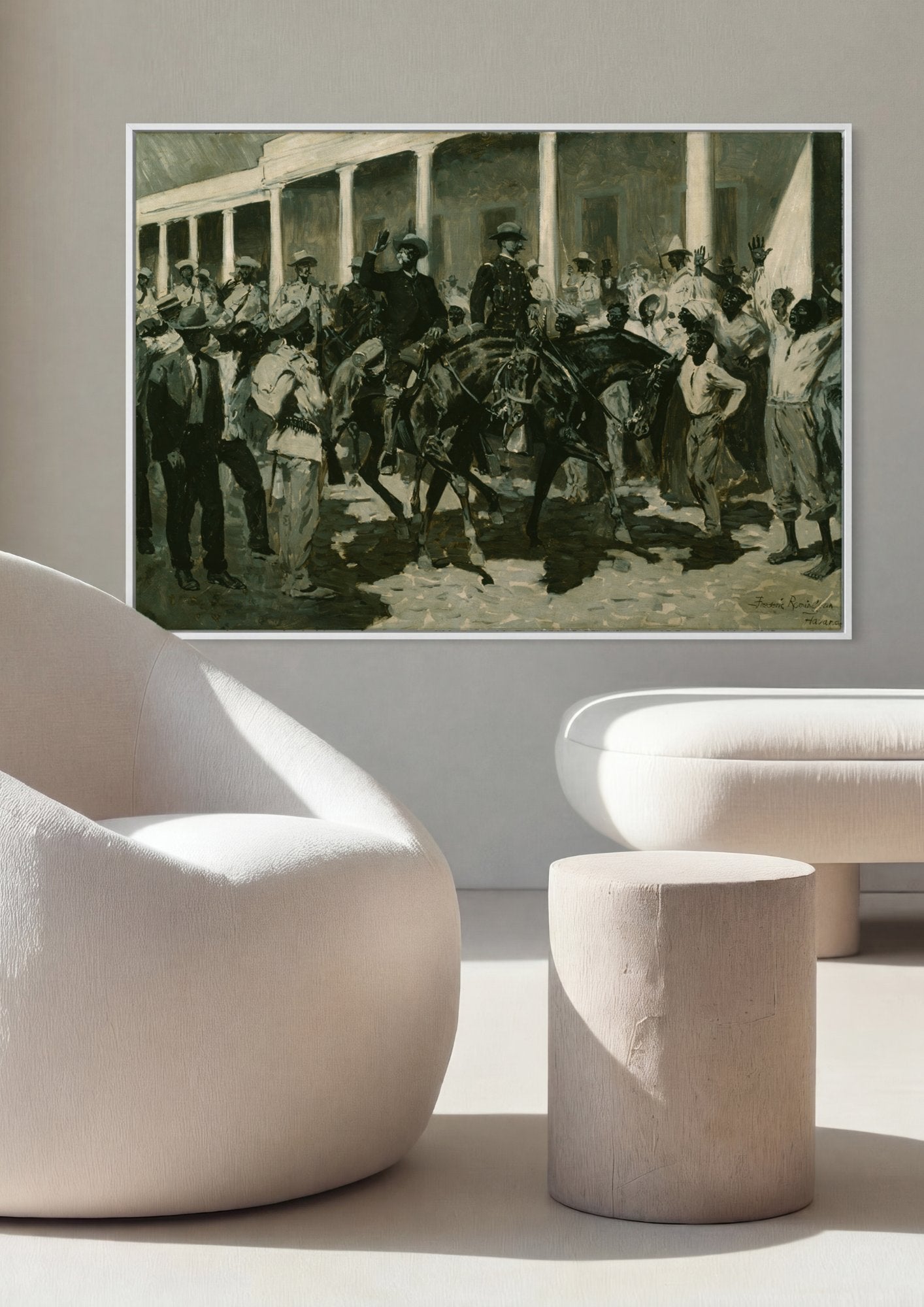 Quadro Decorativo A Entrada em Havana - Frederic Remington em ambiente decorado