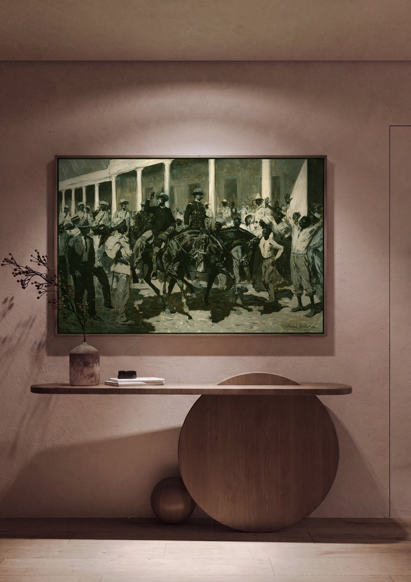 Quadro Decorativo A Entrada em Havana - Frederic Remington em ambiente decorado