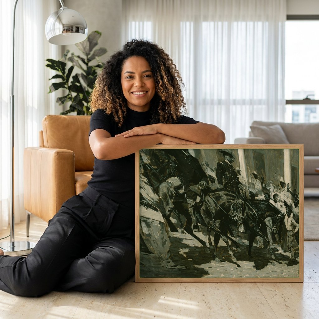 Quadro Decorativo A Entrada em Havana - Frederic Remington com modelo em ambiente