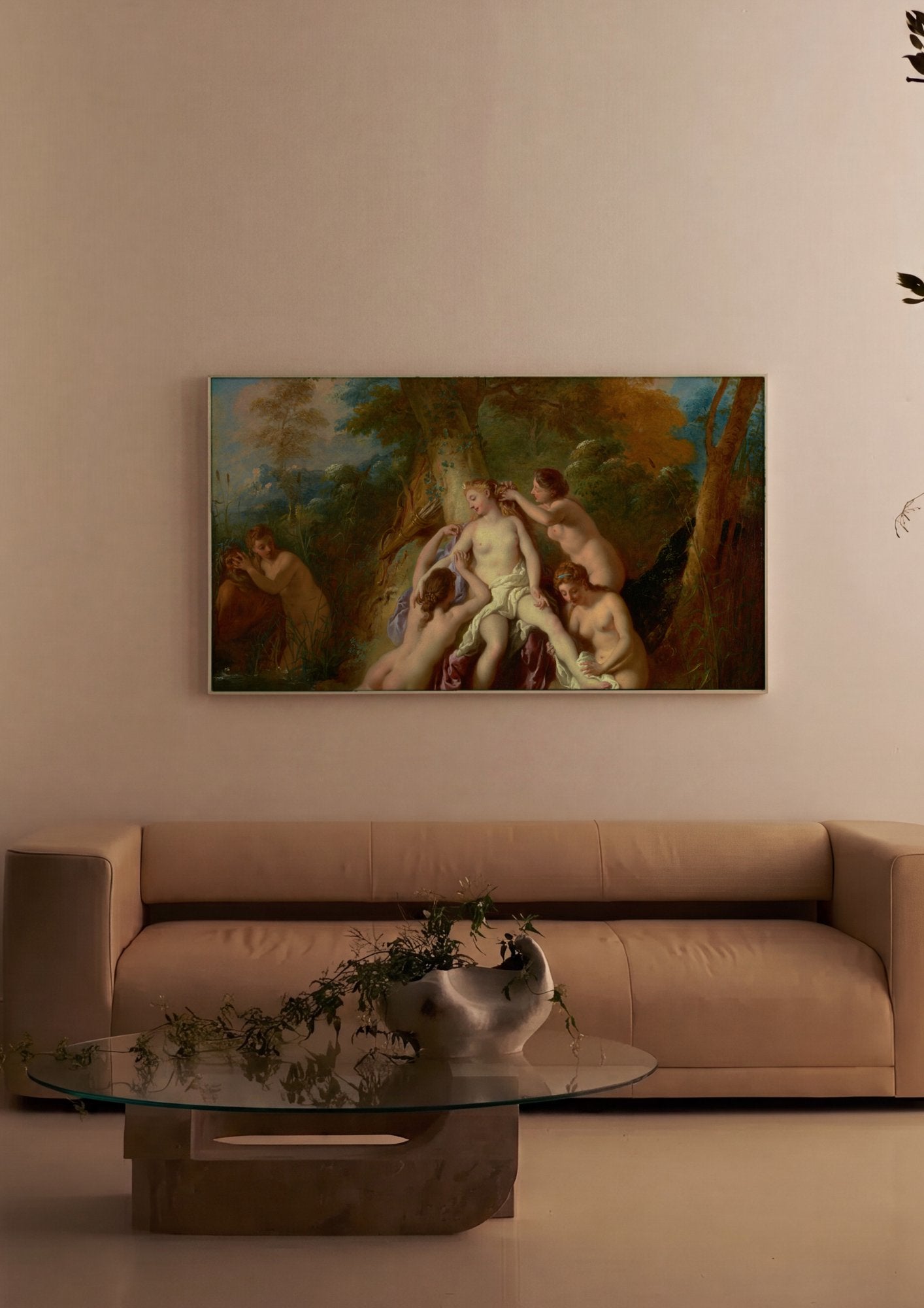 Quadro Decorativo Banho de Diana - Jean François de Troy em ambiente decorado