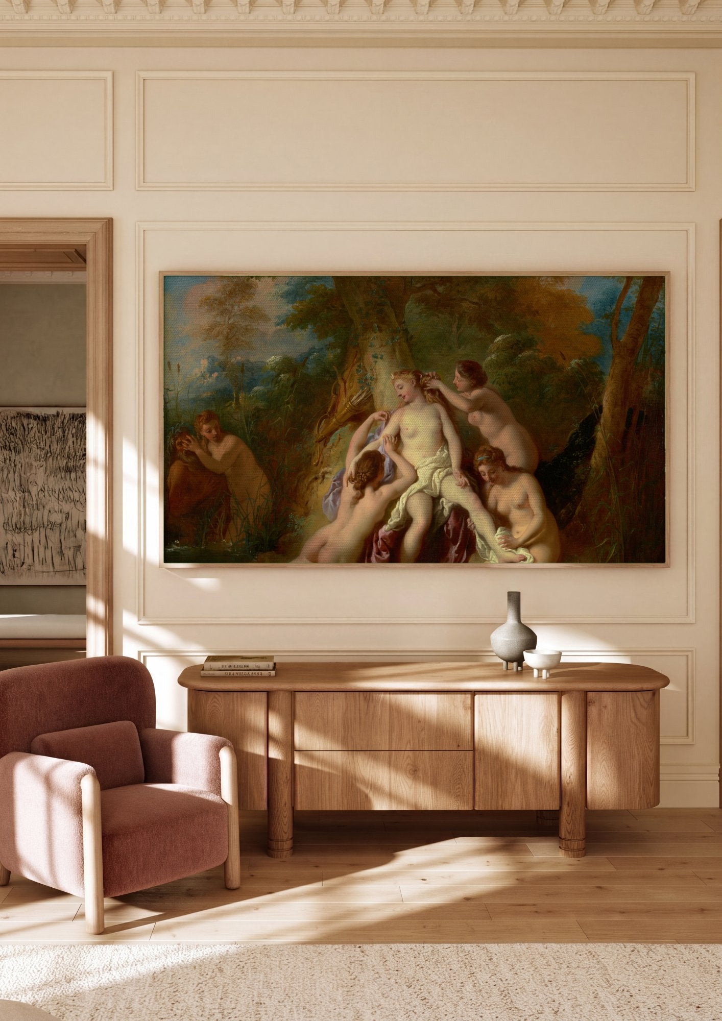 Quadro Decorativo Banho de Diana - Jean François de Troy em ambiente decorado