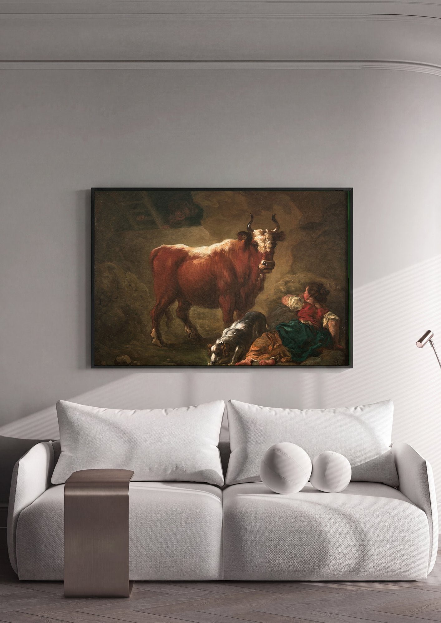 Quadro Decorativo O Touro – Jean-Honoré Fragonard em ambiente decorado