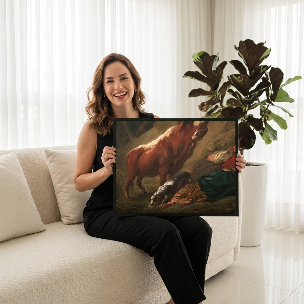 Quadro Decorativo O Touro – Jean-Honoré Fragonard com modelo em ambiente