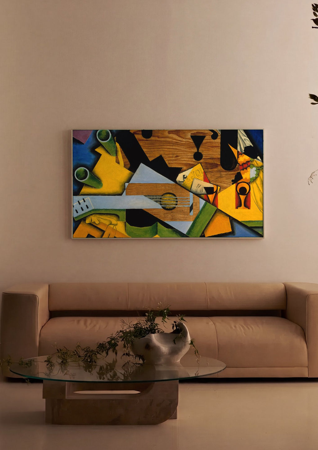 Quadro Decorativo Guitarra e Cesto de Frutas - Juan Gris em ambiente decorado