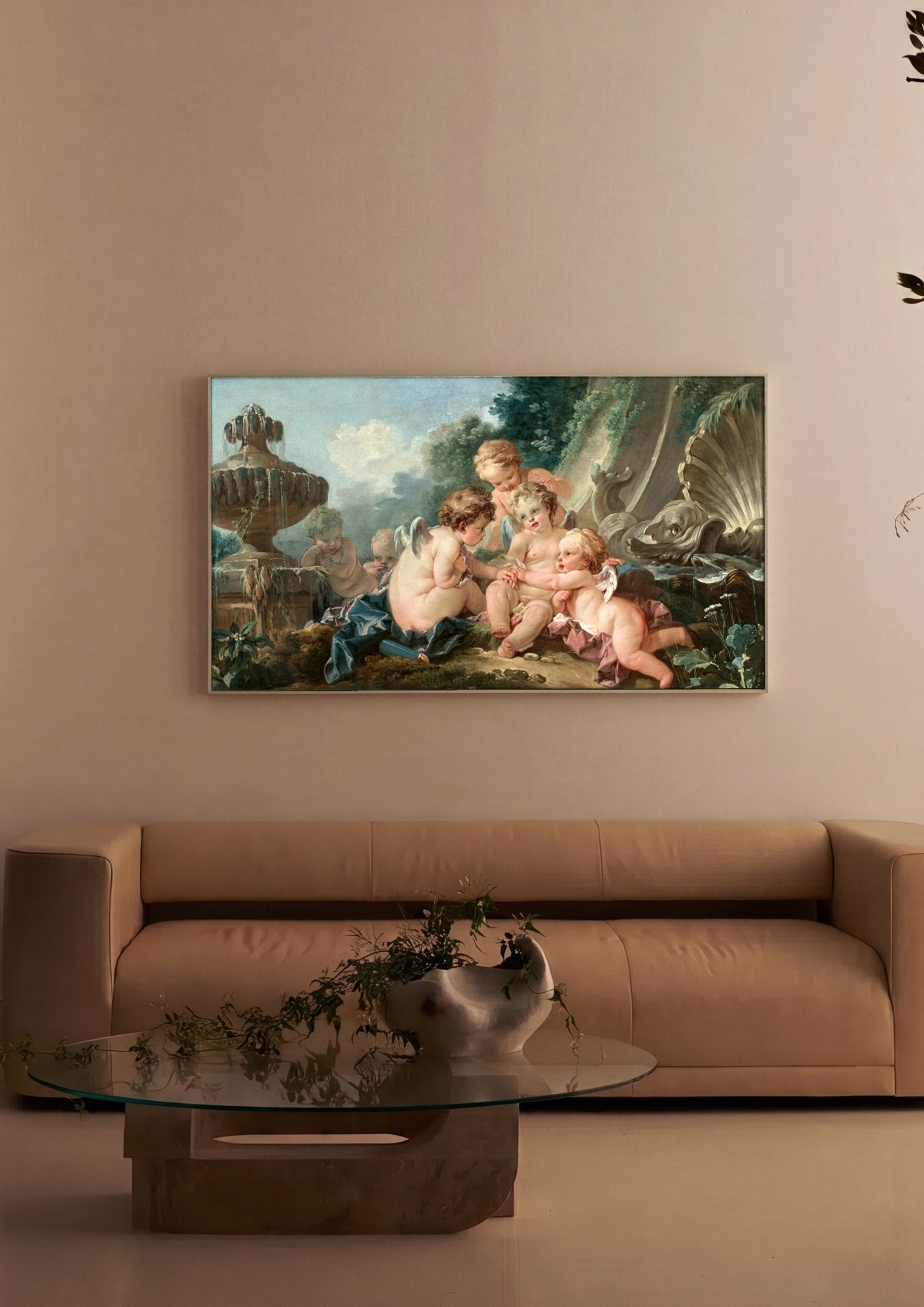 Quadro Decorativo Cenas com Querubins - François Boucher em ambiente decorado