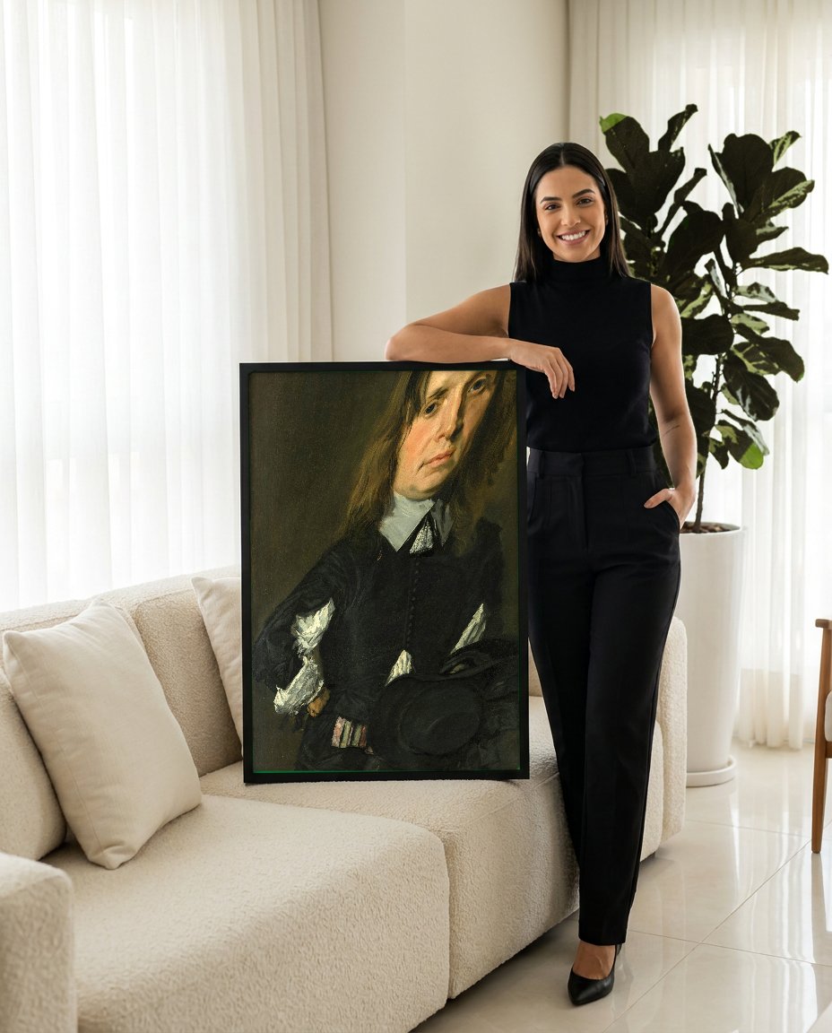 Quadro Decorativo Retrato de um Homem - Frans Hals com modelo em ambiente