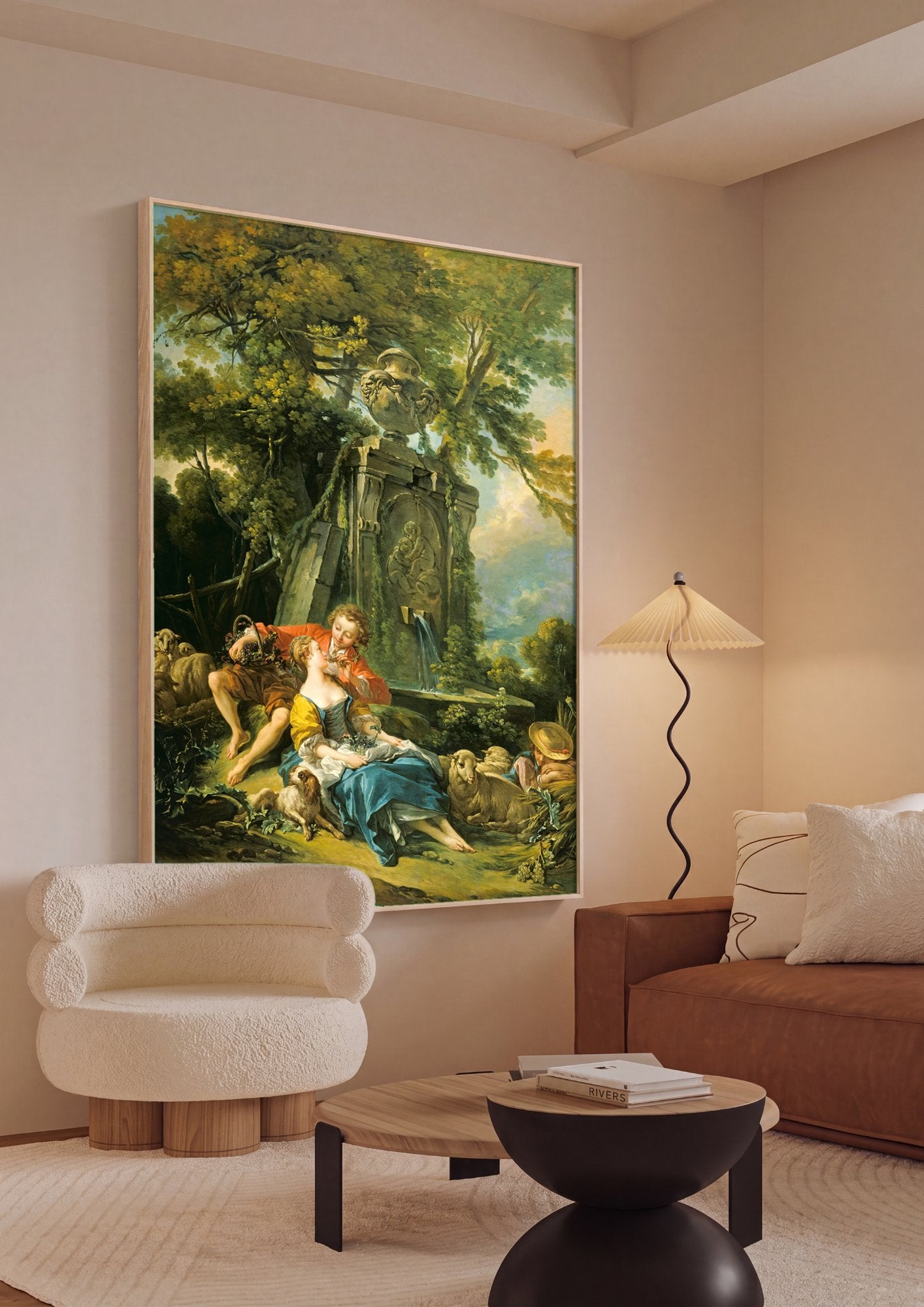 Quadro Decorativo Os Pastores Felizes - François Boucher em ambiente decorado