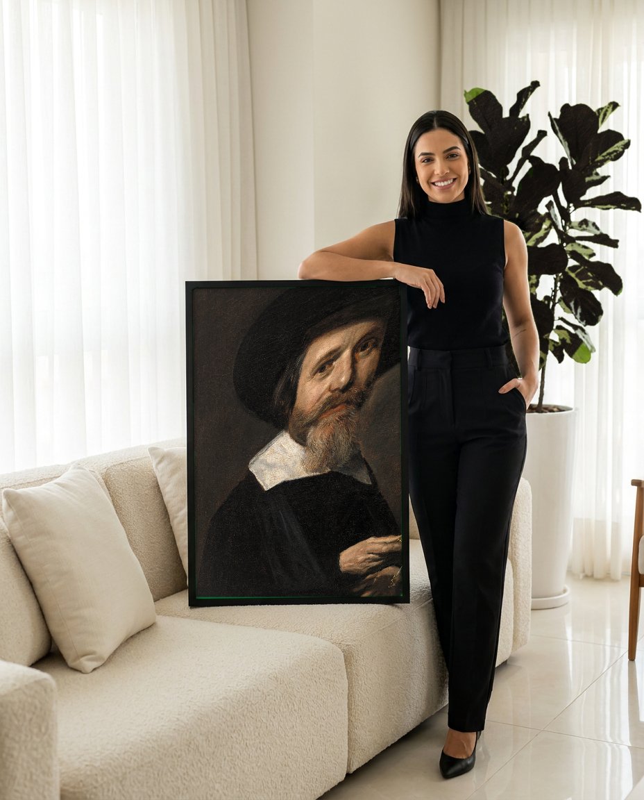 Quadro Decorativo Retrato de um Homem – Frans Hals com modelo em ambiente