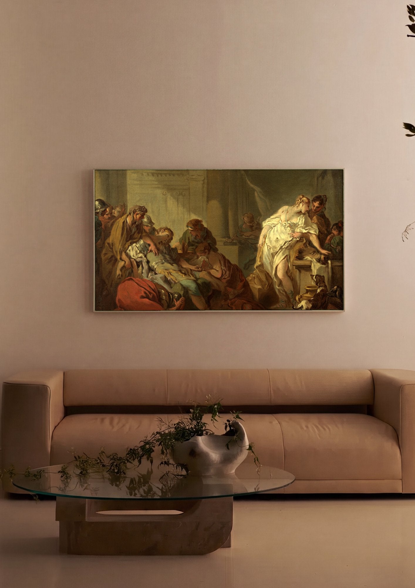 Quadro Decorativo A Morte de Meleagro - François Boucher em ambiente decorado