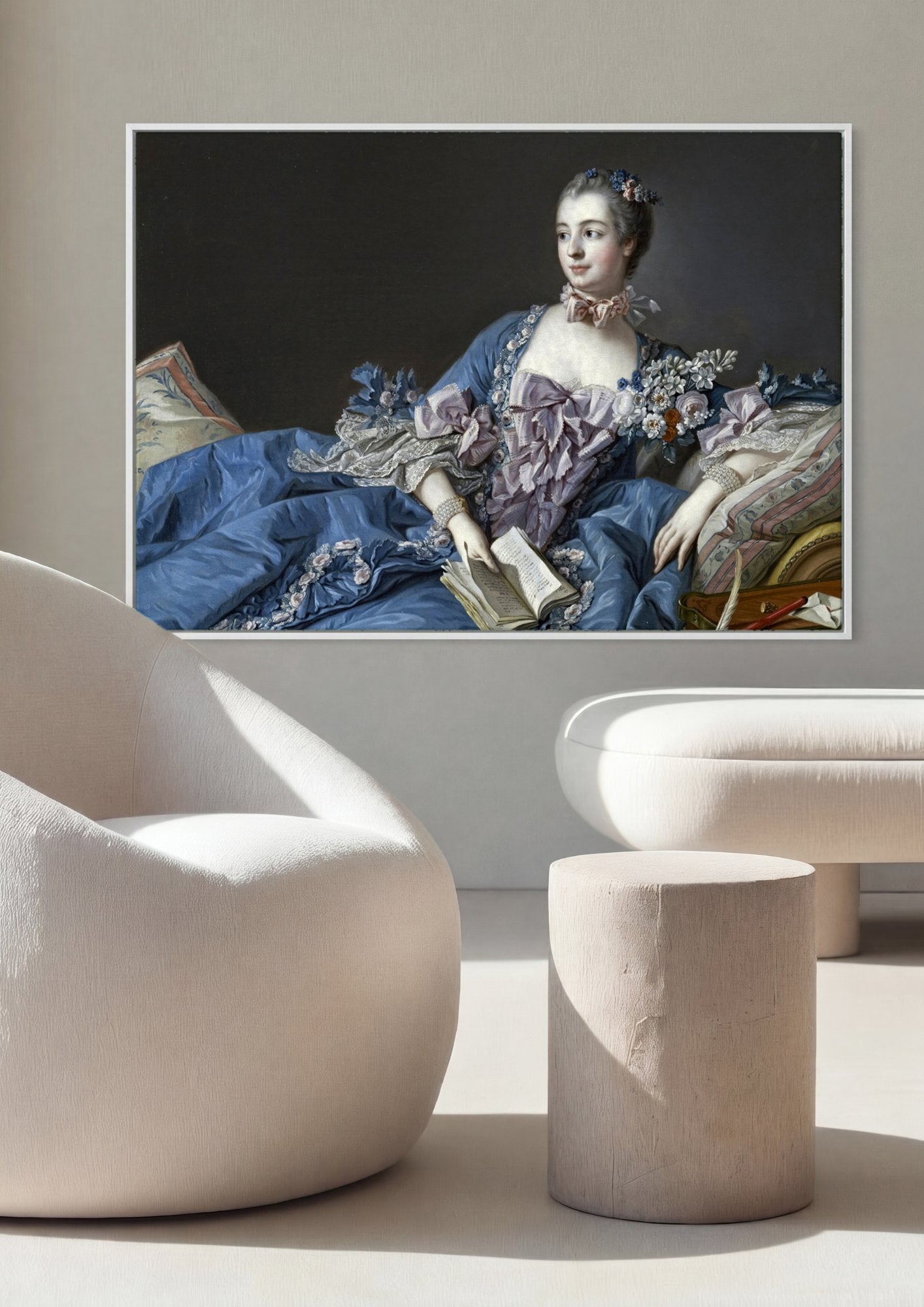 Quadro Decorativo Madame de Pompadour - François Boucher em ambiente decorado