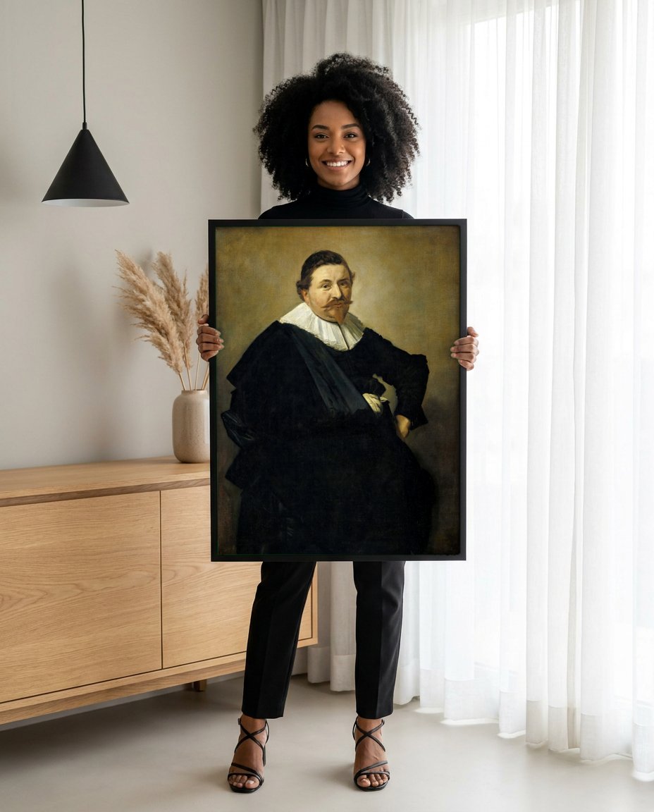 Quadro Decorativo Retrato de um Homem - Frans Hals com modelo em ambiente