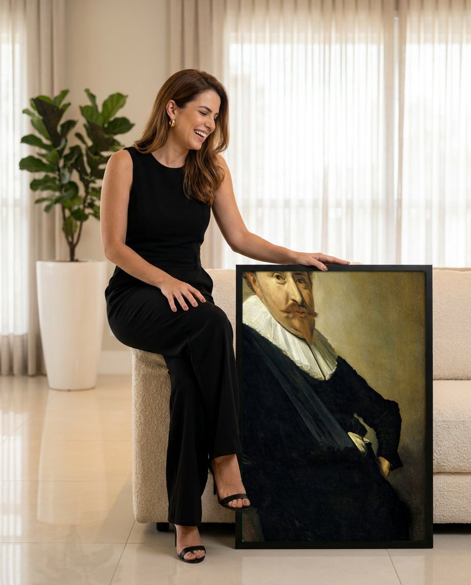 Quadro Decorativo Retrato de um Homem - Frans Hals com modelo em ambiente