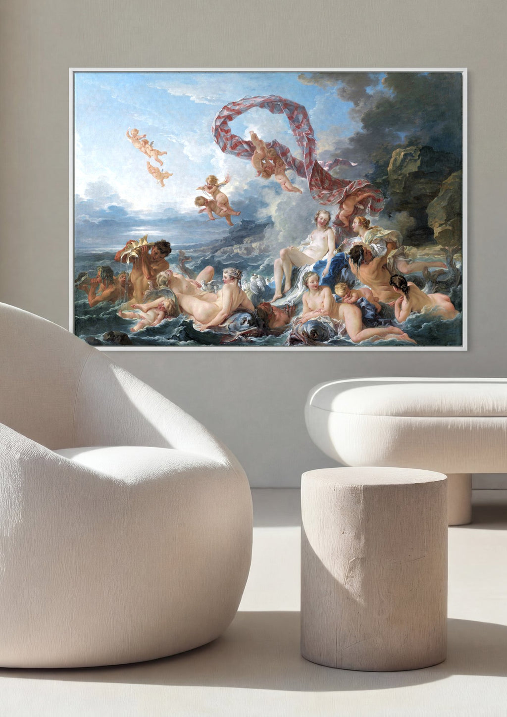 Quadro Decorativo O Triunfo de Vênus - François Boucher em ambiente decorado