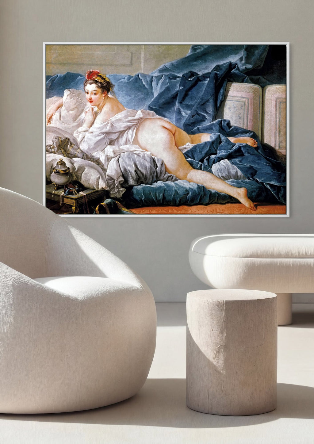 Quadro Decorativo Odalisca Reclinada - François Boucher em ambiente decorado