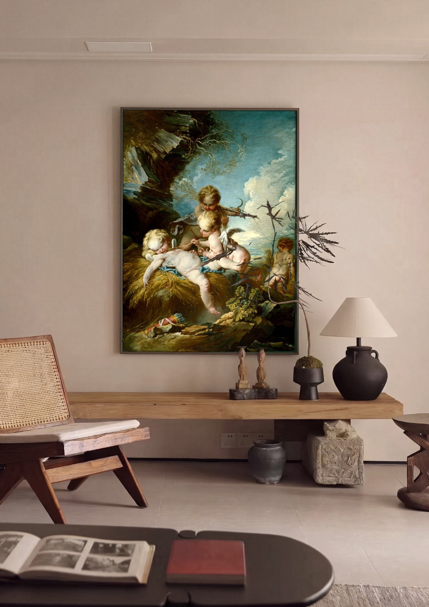 Quadro Decorativo O Triunfo de Vênus - François Boucher em ambiente decorado