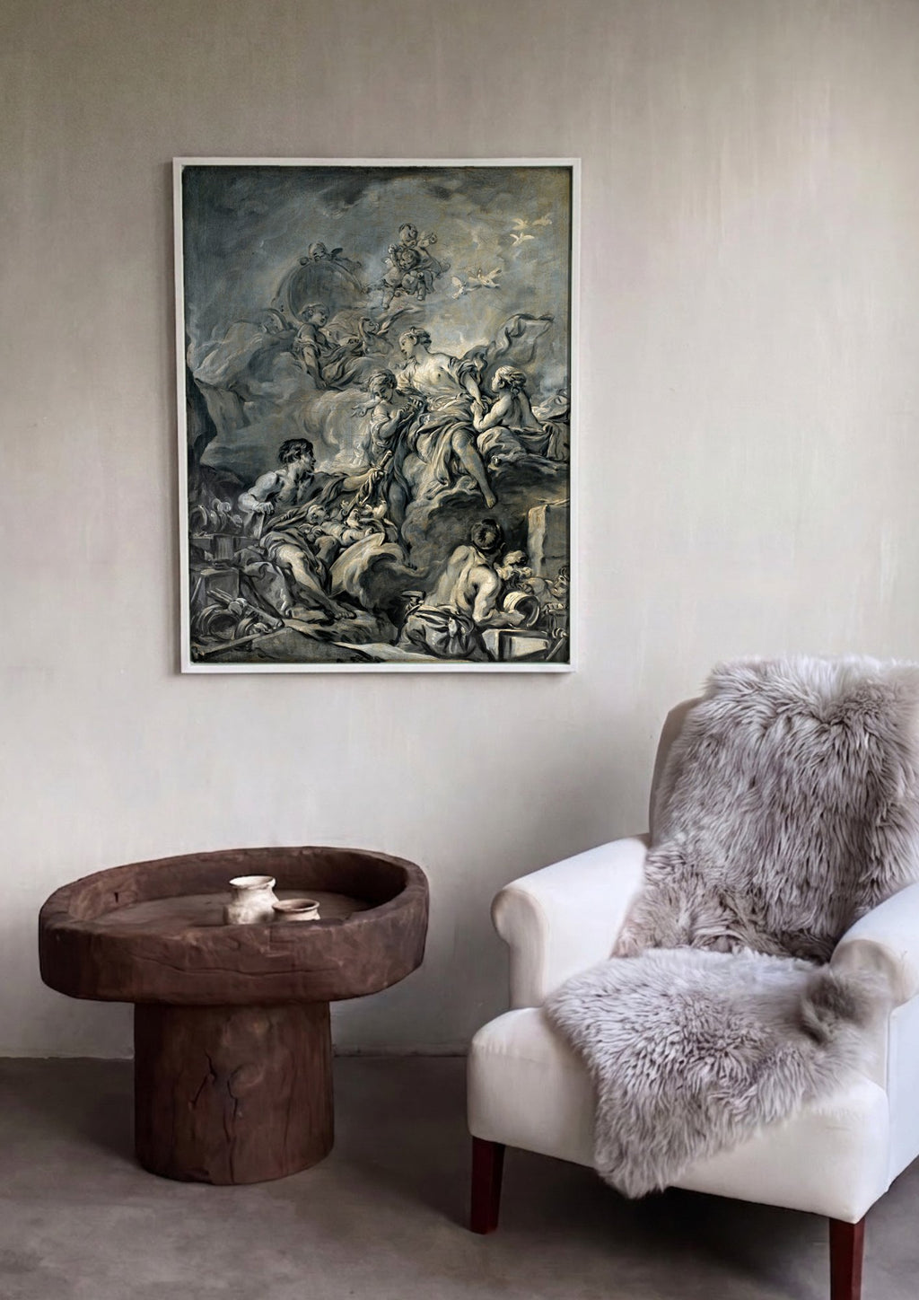 Quadro Decorativo A Forja de Vulcano - François Boucher em ambiente decorado