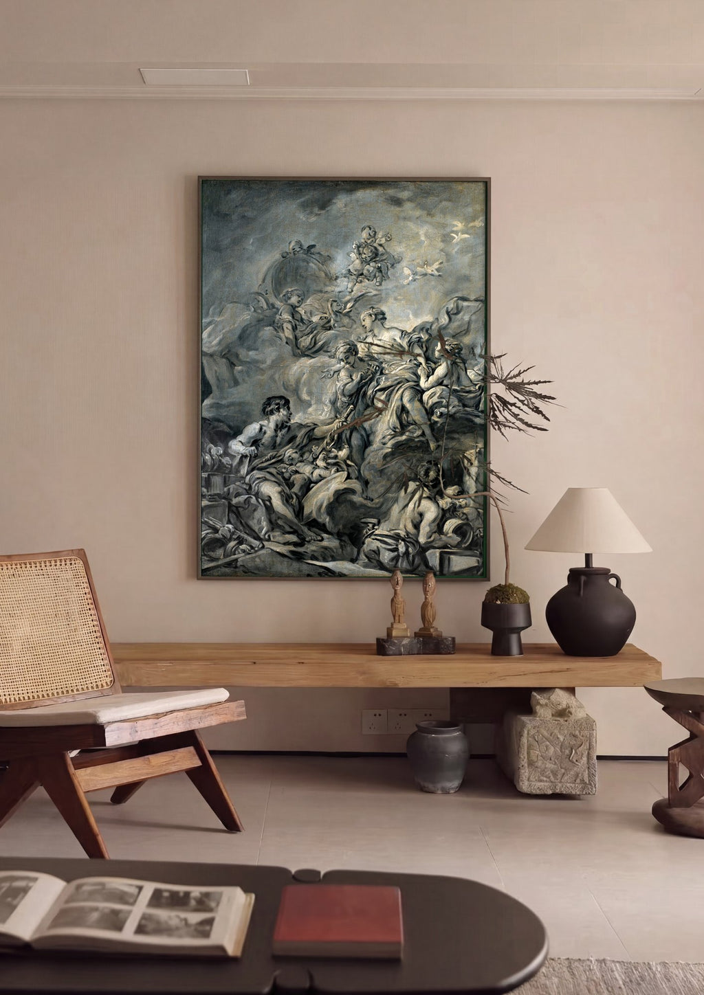 Quadro Decorativo A Forja de Vulcano - François Boucher em ambiente decorado