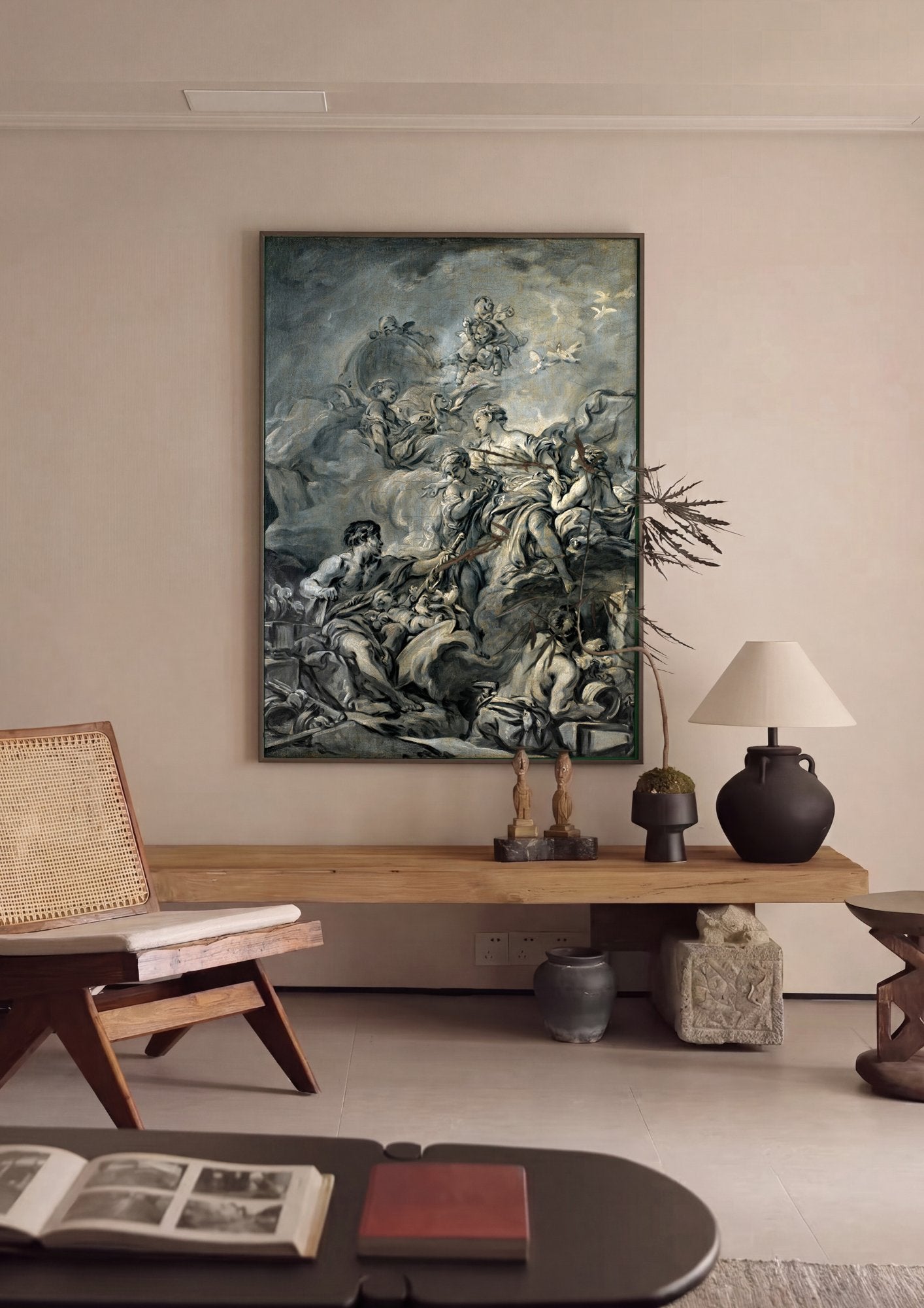 Quadro Decorativo A Forja de Vulcano - François Boucher em ambiente decorado
