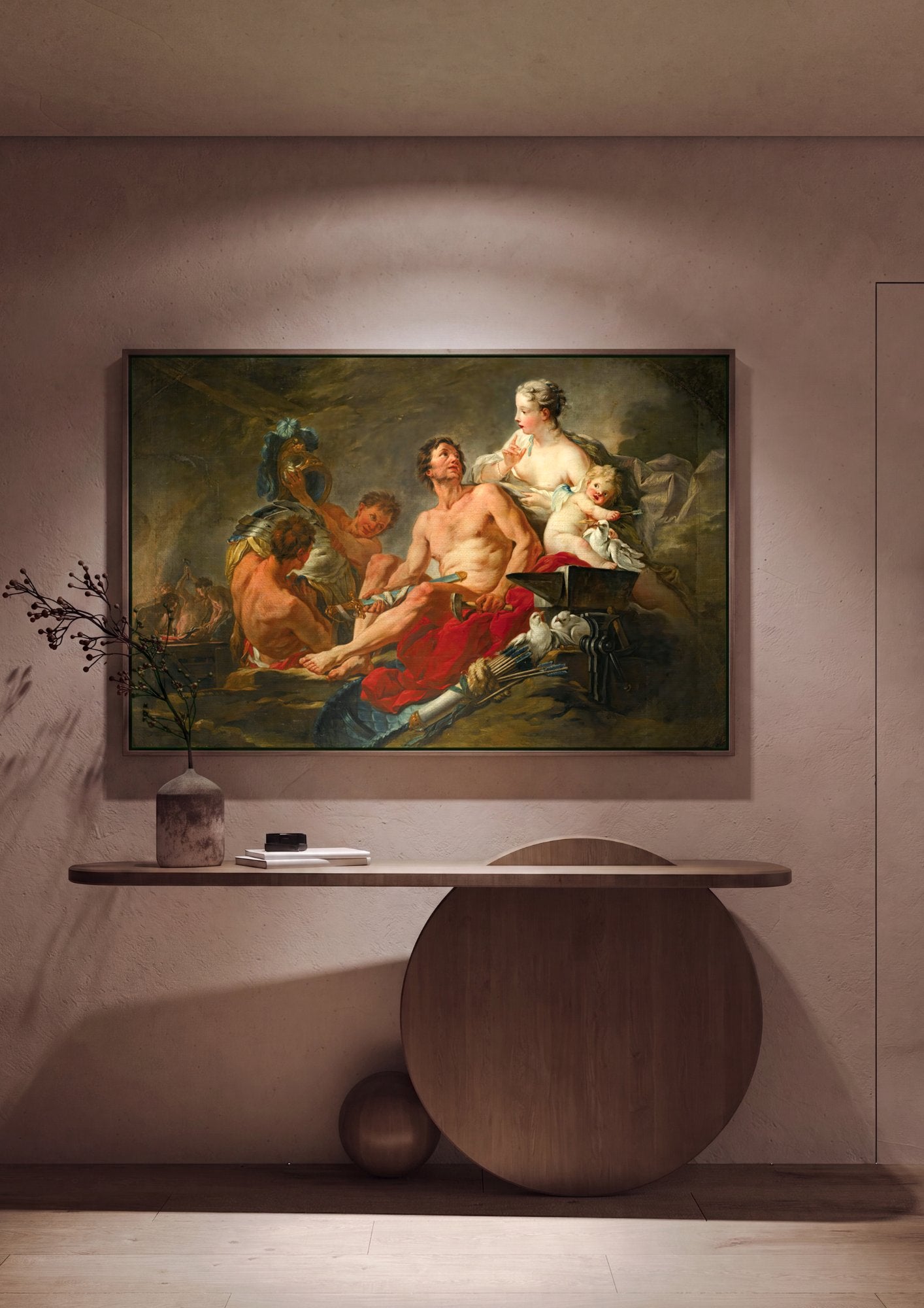 Quadro Decorativo A Forja de Vulcano - François Boucher em ambiente decorado