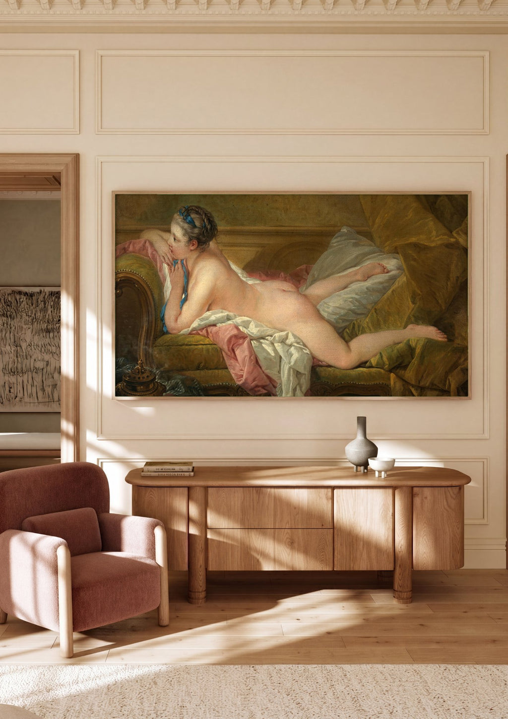 Quadro Decorativo Odalisca Reclinada - François Boucher em ambiente decorado