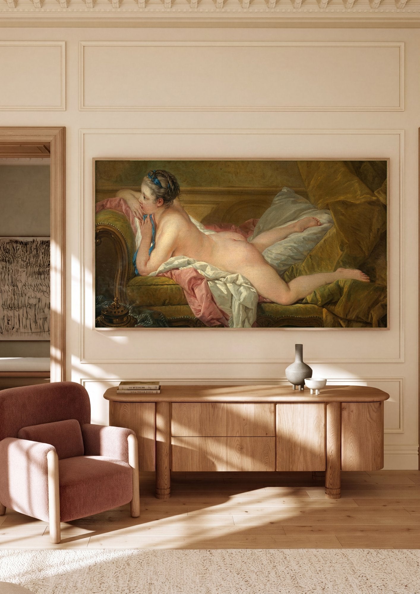 Quadro Decorativo Odalisca Reclinada - François Boucher em ambiente decorado