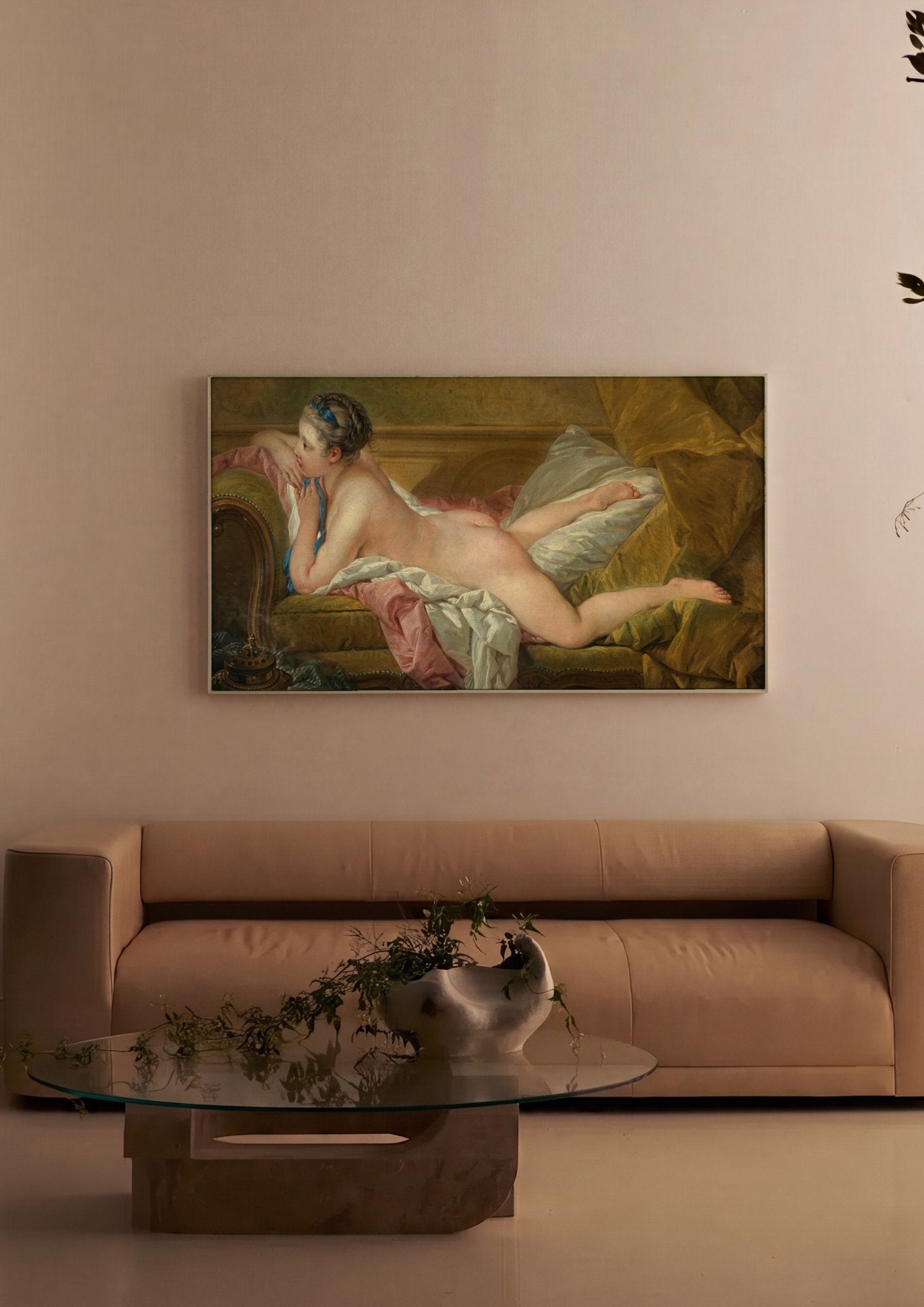 Quadro Decorativo Odalisca Reclinada - François Boucher em ambiente decorado