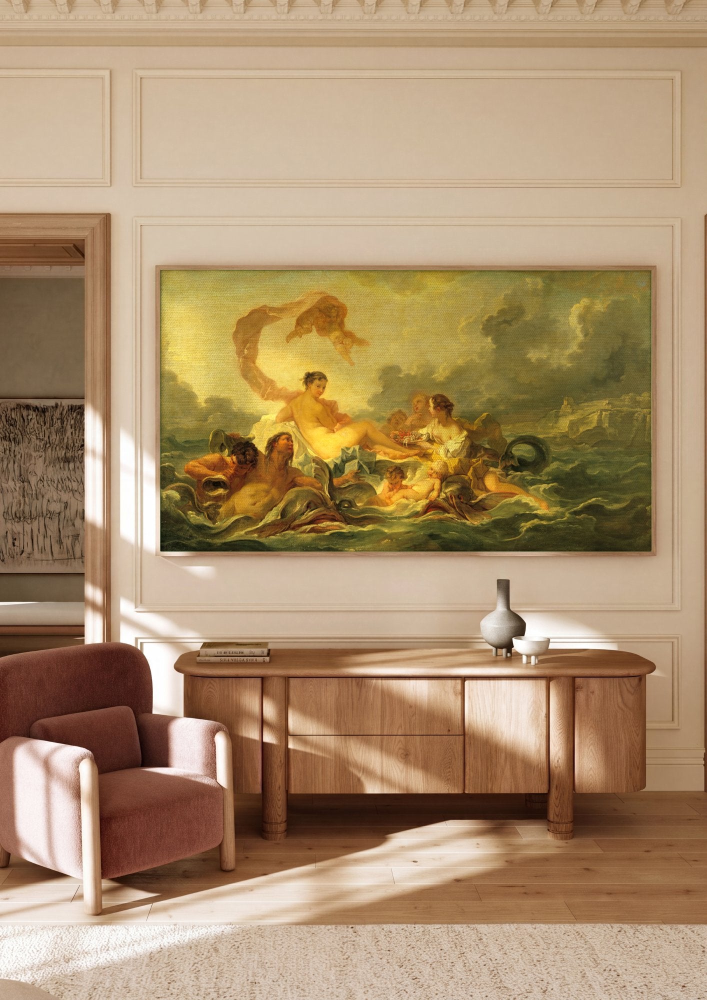 Quadro Decorativo O Triunfo de Vênus - François Boucher em ambiente decorado