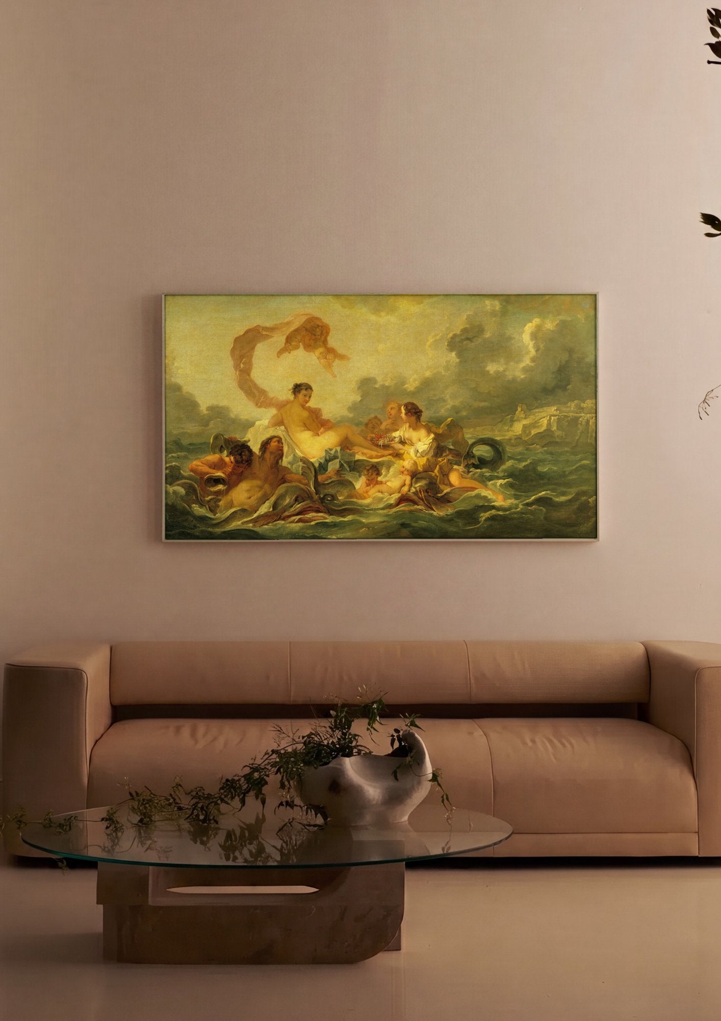 Quadro Decorativo O Triunfo de Vênus - François Boucher em ambiente decorado