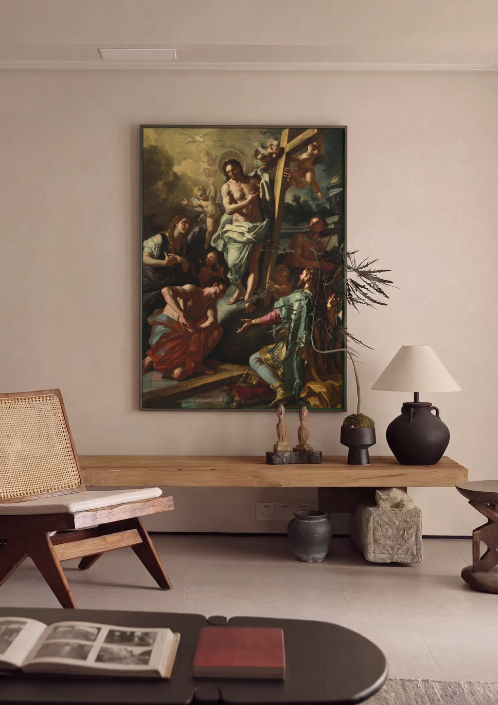 Quadro Decorativo A Adoração da Cruz - Francesco Solimena em ambiente decorado