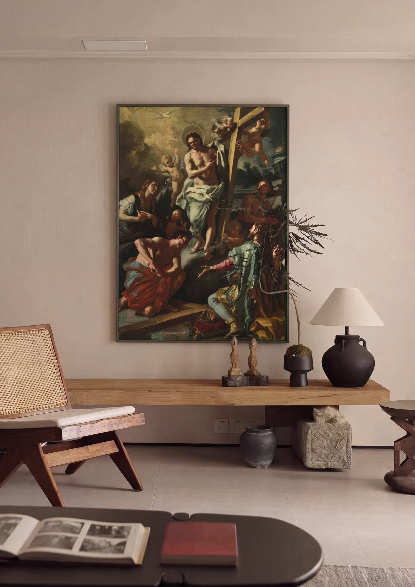 Quadro Decorativo A Adoração da Cruz - Francesco Solimena em ambiente decorado