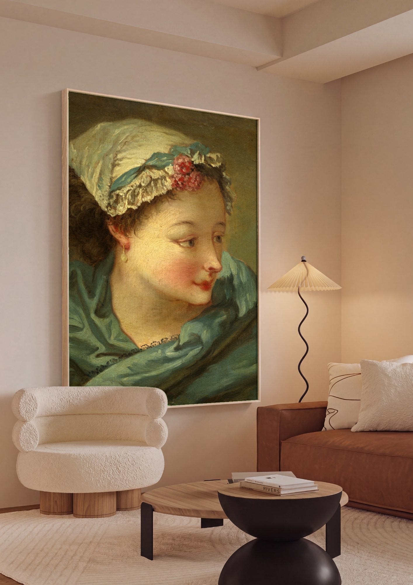 Quadro Decorativo A Jovem Cozinheira - François Boucher em ambiente decorado