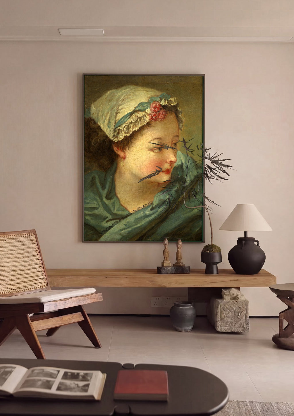 Quadro Decorativo A Jovem Cozinheira - François Boucher em ambiente decorado