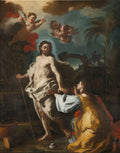 Pintura barroca de Francesco Solimena, "Noli me Tangere", mostrando Jesus ressuscitado com Maria Madalena e anjos