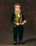 Retrato de um menino em traje de corte preto e dourado, segurando um livro, obra de Francisco de Goya