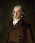 Retrato de um cavalheiro com peruca grisalha e casaco marrom, atribuído a Francisco de Goya, em um fundo escuro. A obra é um exemplo de pintura de retrato do século XVIII.