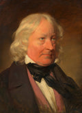 Retrato de um homem idoso de cabelos brancos e rosto rosado, vestindo terno escuro e gravata borboleta preta, olhando para o lado direito. A obra é atribuída a Friedrich Von Amerling.