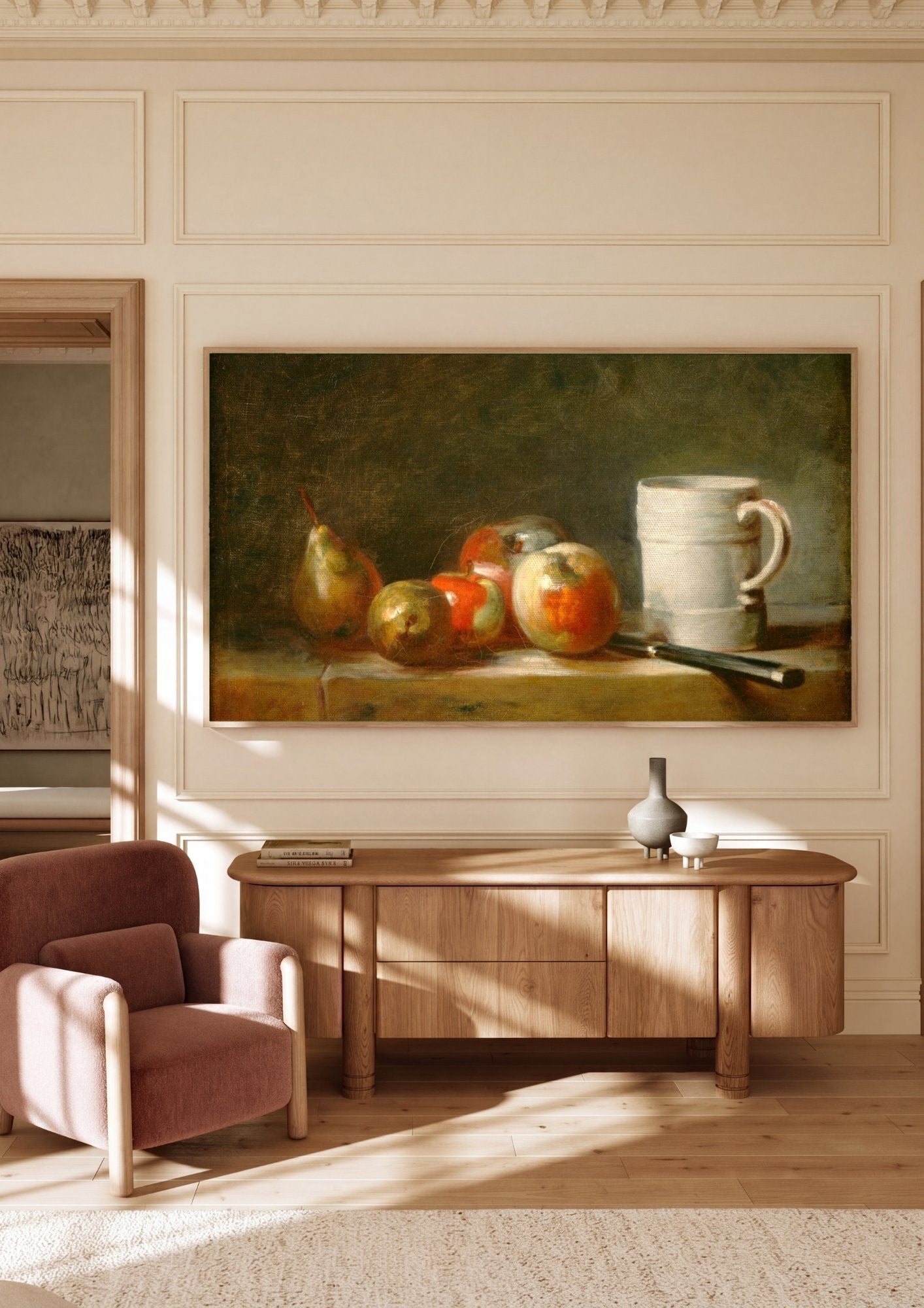 Quadro Decorativo Natureza-morta com Frutas - François Boucher em ambiente decorado