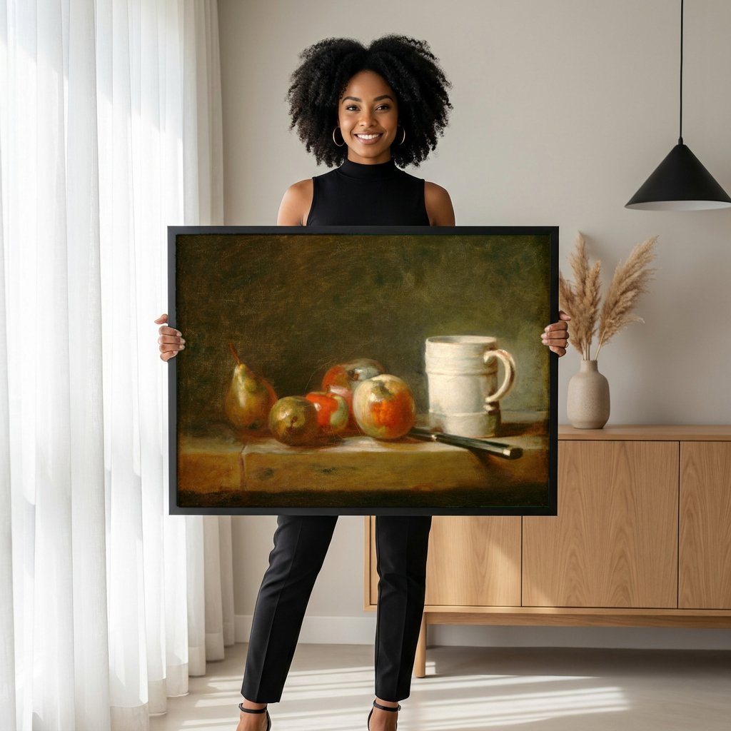 Quadro Decorativo Natureza-morta com Frutas - François Boucher com modelo em ambiente
