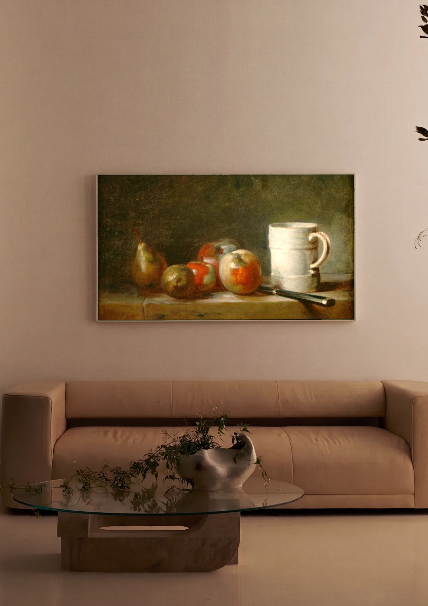 Quadro Decorativo Natureza-morta com Frutas - François Boucher em ambiente decorado