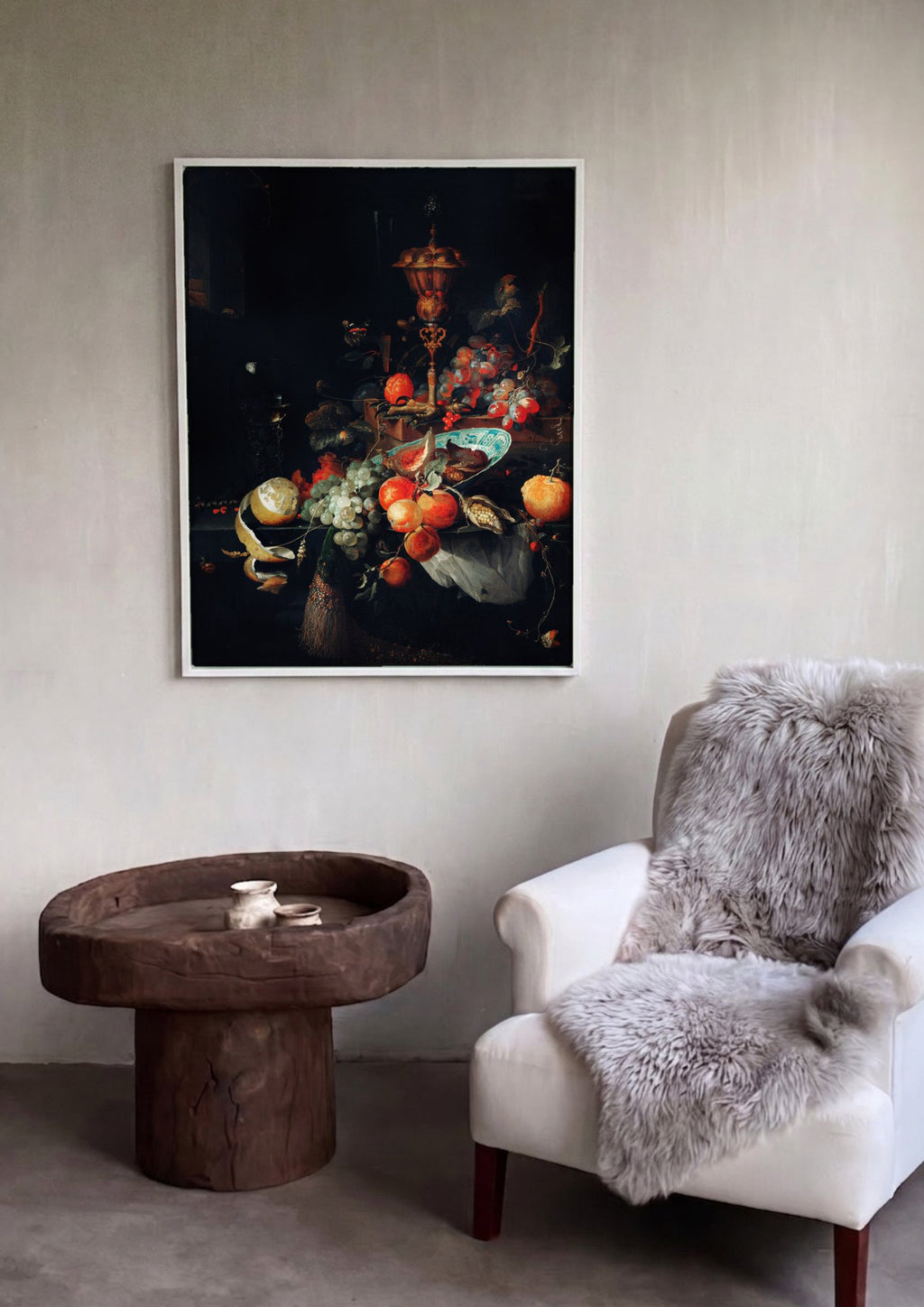 Quadro Decorativo Natureza-Morta com Frutas - Abraham Mignon em ambiente decorado