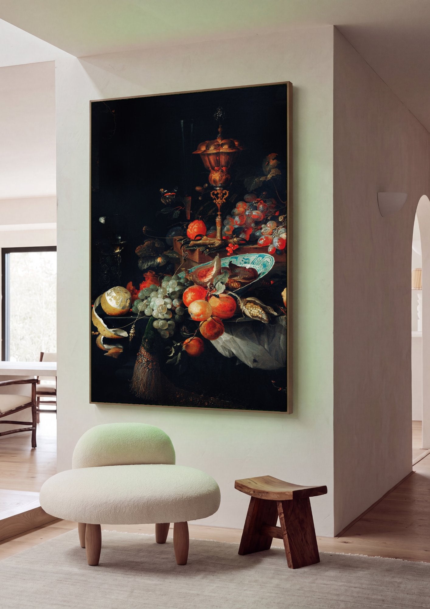 Quadro Decorativo Natureza-Morta com Frutas - Abraham Mignon em ambiente decorado