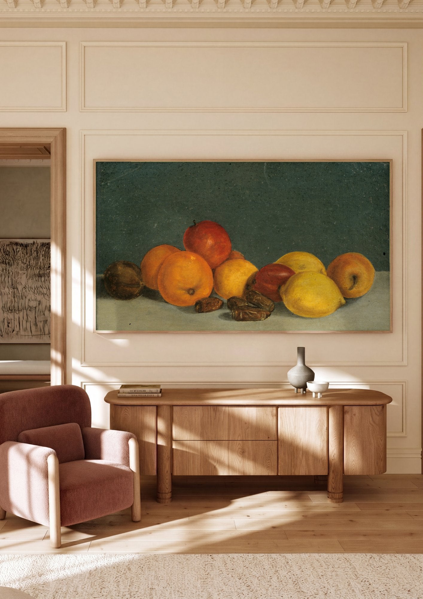 Quadro Decorativo Natureza-Morta com Frutas - Jan Matejko em ambiente decorado