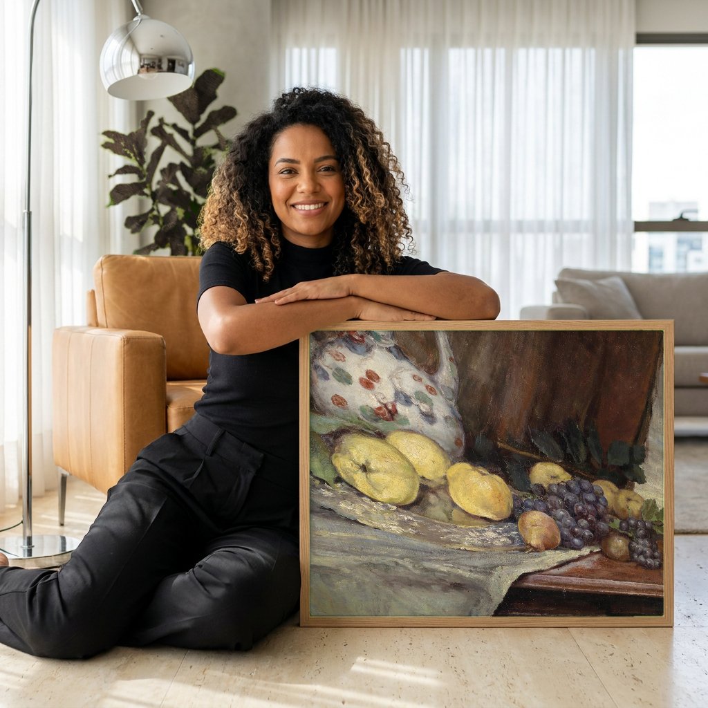 Quadro Decorativo Natureza-Morta com Frutas - Marie Egner com modelo em ambiente
