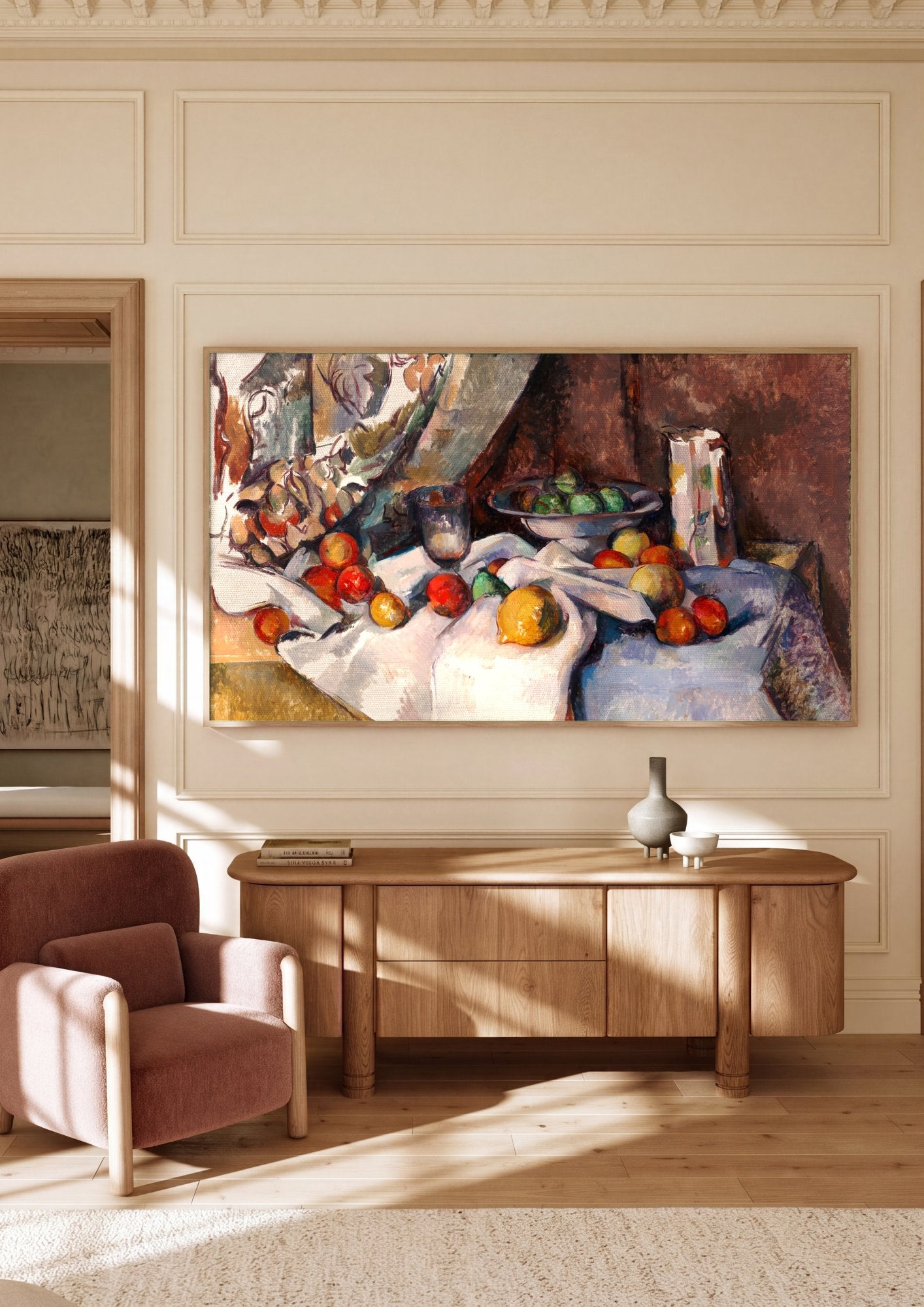 Quadro Decorativo Natureza-morta com Frutas - Paul Cézanne em ambiente decorado