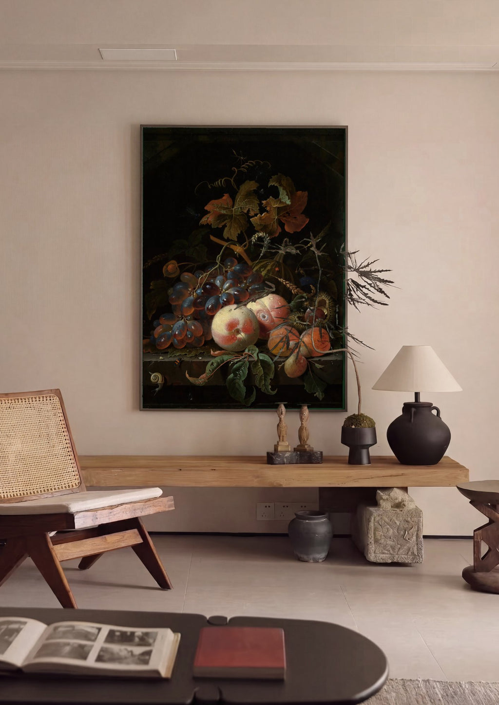 Quadro Decorativo Natureza-Morta com Frutas - Abraham Mignon em ambiente decorado