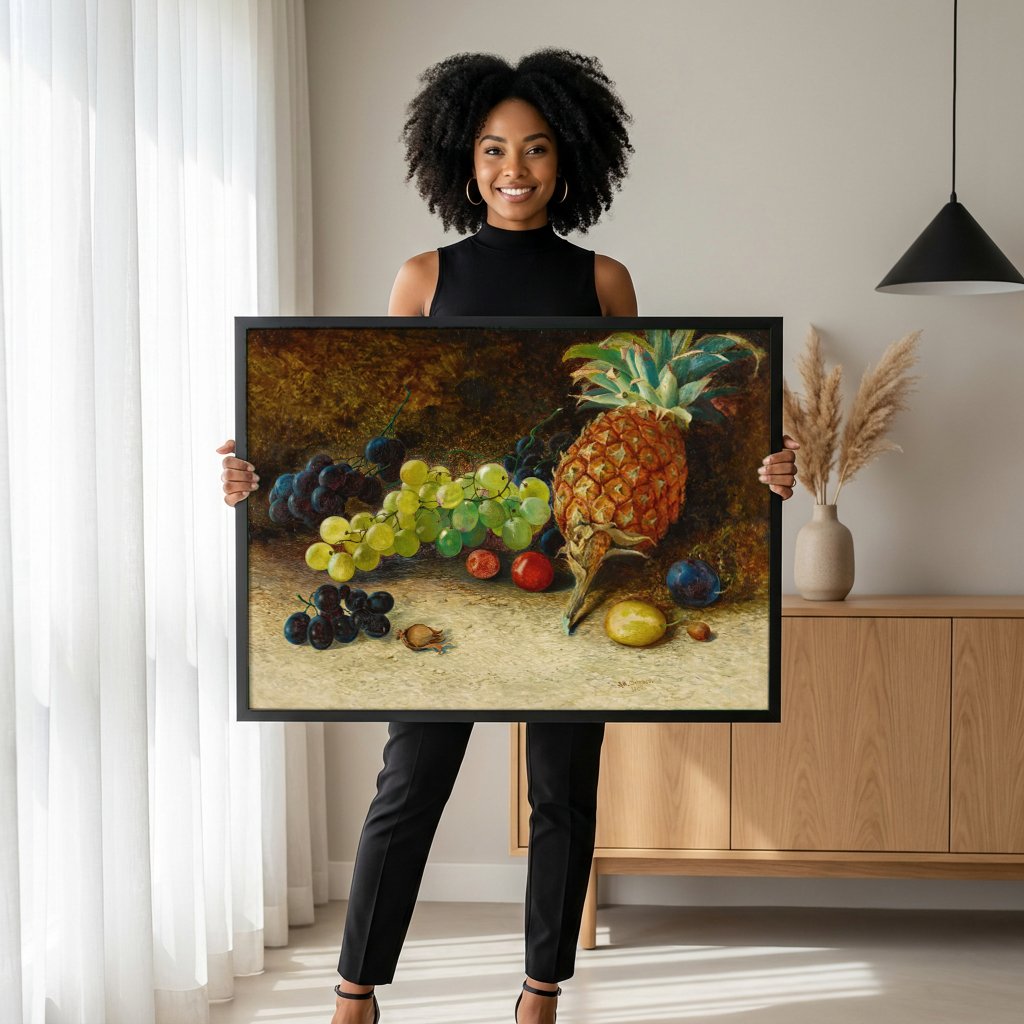 Quadro Decorativo Natureza-Morta com Frutas - Grimshaw com modelo em ambiente