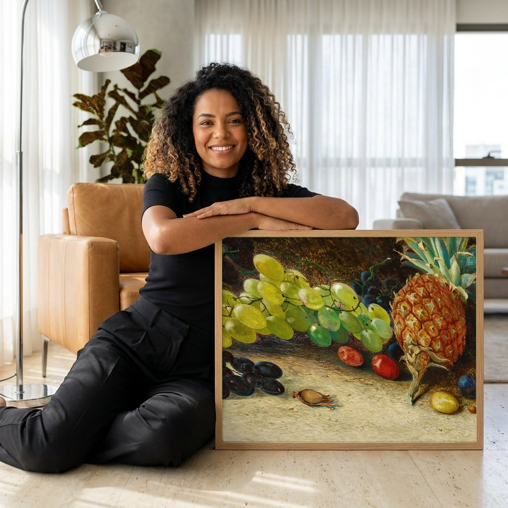 Quadro Decorativo Natureza-Morta com Frutas - Grimshaw com modelo em ambiente